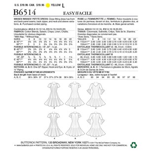 Butterick Pattern B6514 Misses'/Miss Petite Paneled Dress