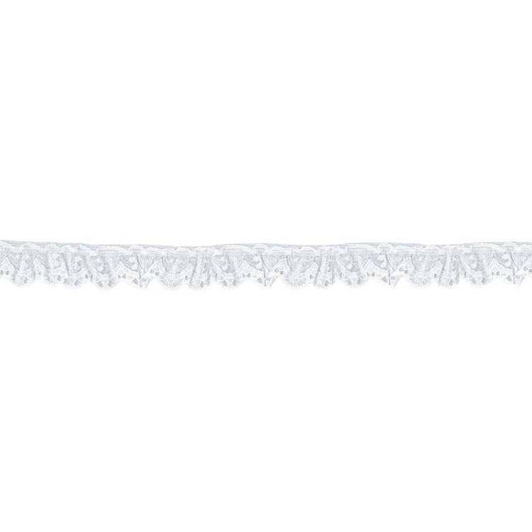 Birch Frilled Nylon Lace # 5 White 20 mm