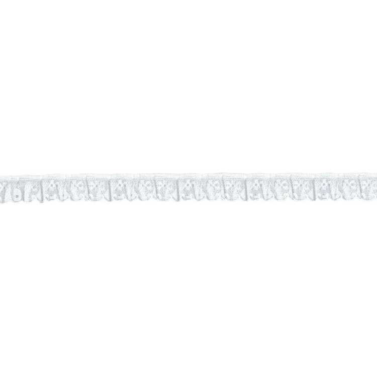 Birch Frilled Nylon Lace # 5 White 20 mm