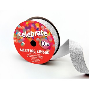 Glitter Wrapping Ribbon Silver 23 mm x 10 m