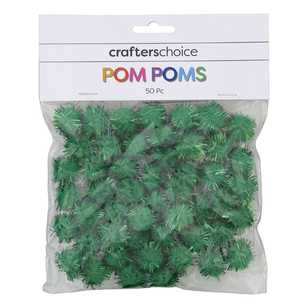 Crafters Choice Glitter Pom Poms Green 18 mm