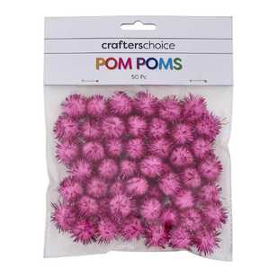 Crafters Choice Glitter Pom Poms Pink 18 mm