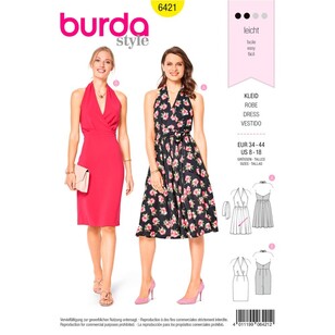 Burda Pattern B6421 Misses' Swing Dresses 8 - 18