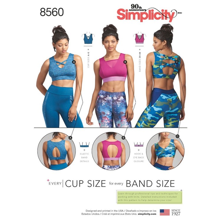 Simplicity Pattern 8560 Misses Knit Sports Bras