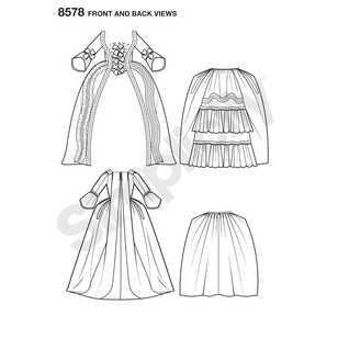 Simplicity Pattern 8578 Misses' 18Th Century Gown