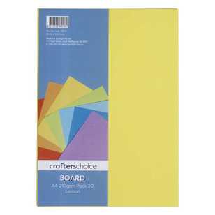 Crafters Choice 210gsm A4 Board Pack Lemon A4