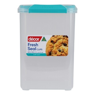 Décor Fresh Seal Clips 3 L Tall Square Container Teal 3 L