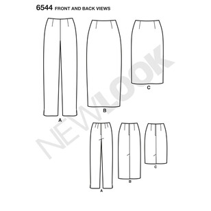 New Look Pattern 6544 Misses' Skirts And Pants 10 - 22