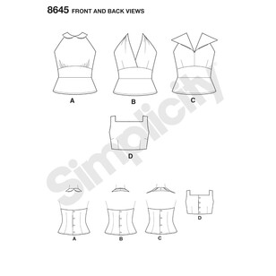 Simplicity Pattern 8645 Misses' Vintage Tops 14 - 22