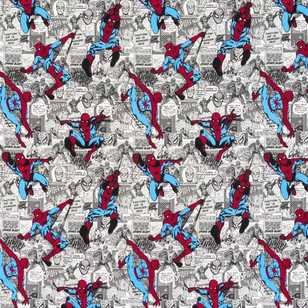 Spiderman Comic Strip Curtain Fabric Grey 150 cm