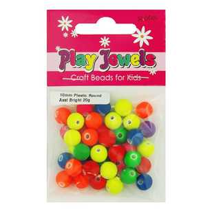 Play Jewels 100 mm Round Plastic Beads Pack Fluoro Bright 100 mm