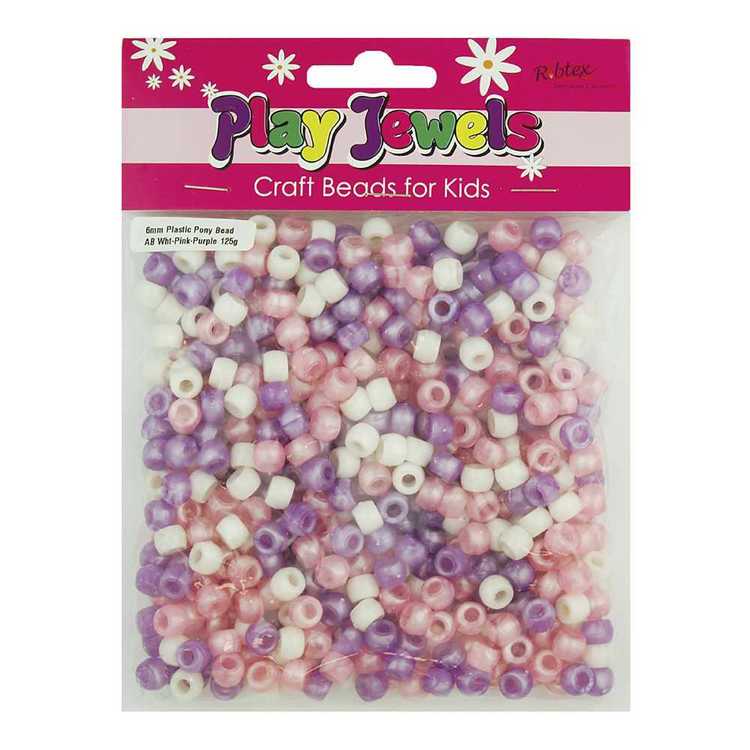 Play Jewels Plastic Pony Beads Value Pack AB White, Pink & Lilac 6 mm