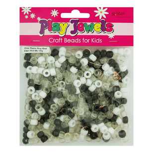Play Jewels Plastic Pony Beads Value Pack Clear, White & Black 6 mm