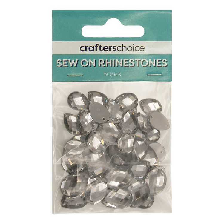 Crafters Choice Tear Drop Sew-On Rhinestone Gems Pack Clear 13 x 18 mm