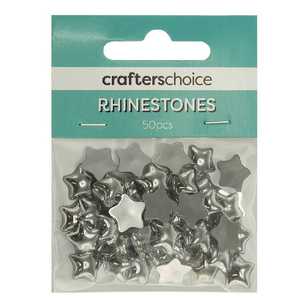 Crafters Choice 12 mm Star Rhinestone Gems Pack Metallic Silver 12 mm