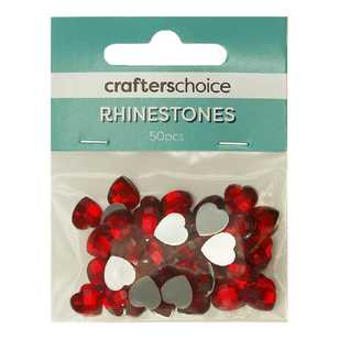Crafters Choice 10 mm Heart Rhinestone Gems Pack Red 10 mm