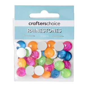 Crafters Choice Faceted Round Rhinestone Gems Pack Multicoloured 12 mm