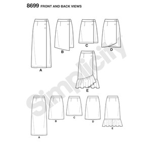 Simplicity Pattern 8699 Misses' Wrap Skirts With Length Variations