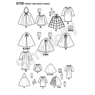 Simplicity Pattern 8729 Child's Cape Costumes Small - Large