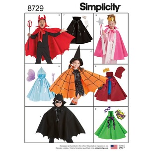 Simplicity Pattern 8729 Child's Cape Costumes Small - Large