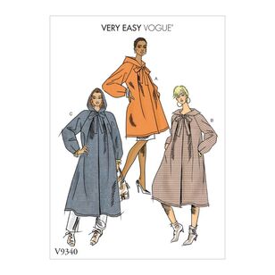 Vogue Pattern V9340 Very Easy Vogue Misses' Coat Large - XX Large