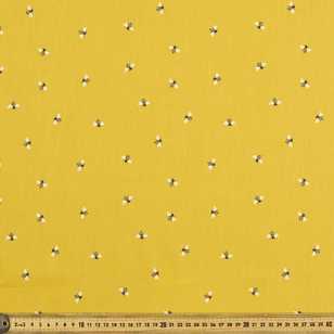 What A Buzz Printed 112 cm Naturally Organic Poplin Fabric Mustard 112 cm