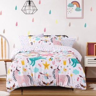 Ombre Blu Magical Unicorns Quilt Cover Set Pink Single