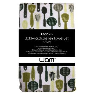 WAM Utensils Set of 3 Tea Towel Moss 45x70cm