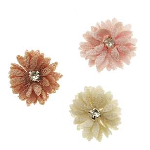Ribtex Daisy With Rhinestone Pack Pink, Coral & Rust