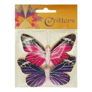 Ribtex Critters 9 x 6 cm Craft Butterfly 2 Pack Pink & Purple