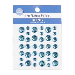 Crafters Choice Solid Rhinestones 36 Pack Aqua