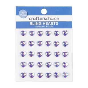 Crafters Choice Iridescent Hearts 30 Pack Iridescent Purple