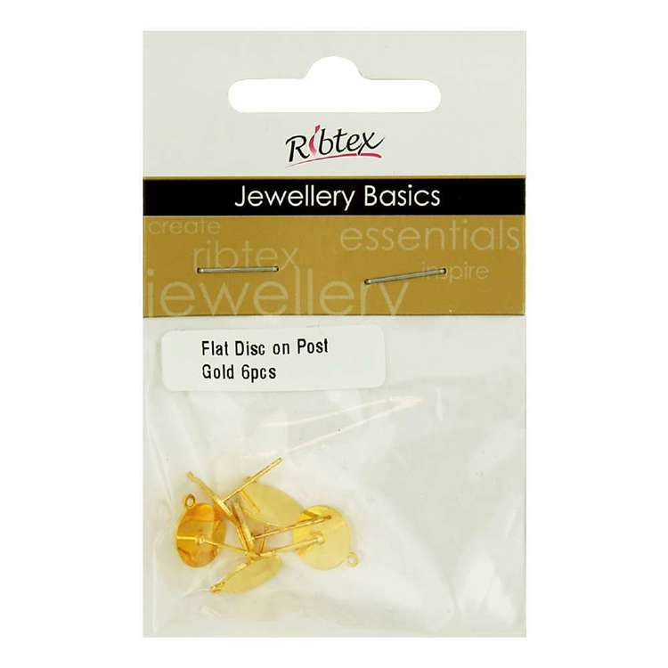 Ribtex Flat Disc On Post With Jump Ring Pack Gold