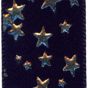 Offray Confetti Stars Single Faced Satin Ribbon Blue 22 mm x 2.7 m