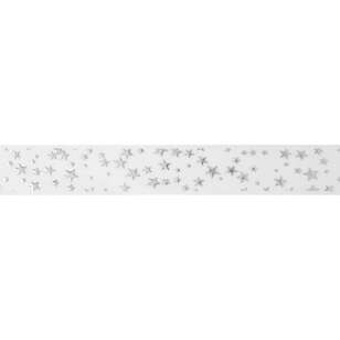 Offray Confetti Stars Single Faced Satin Ribbon White 22 mm x 2.7 m