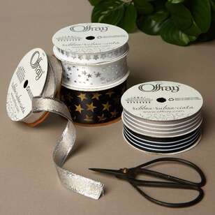 Offray Confetti Stars Single Faced Satin Ribbon White 22 mm x 2.7 m