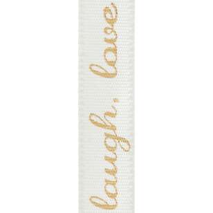 Offray Live Laugh Love Ribbon Antique White & Gold 9 mm x 2.7 m
