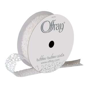 Offray Iridescent Web Ribbon White 22 mm x 2.7 m