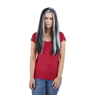Spooky Hollow Black with White Long Wig Black