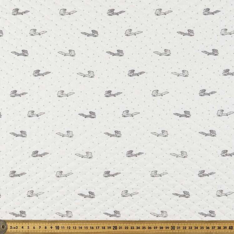 Fox Printed Quilted Fleece Fabric Cream