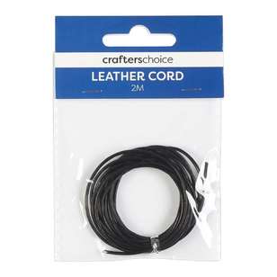 Crafters Choice Round Leather Cord Black 1.5 mm x 2 m