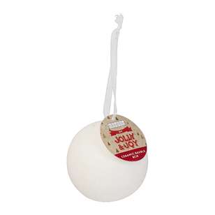 Jolly & Joy DIY 8cm Round Ceramic Bauble White 8 cm