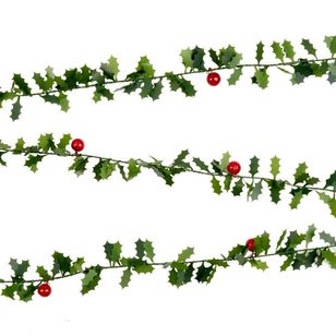 Jolly & Joy 3 m Holly Wire Christmas Garland Green 3 m