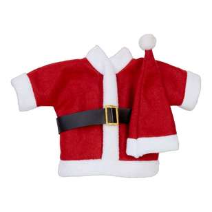 Jolly & Joy Celebrate Felt Santa Suit Bottle Bag Red