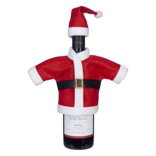 Jolly & Joy Celebrate Felt Santa Suit Bottle Bag Red