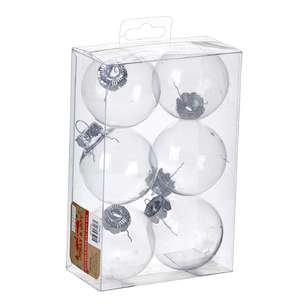 Jolly & Joy DIY 6cm Fillable Bauble 6 Pack Clear 6 cm