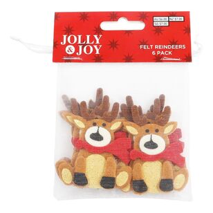 Jolly & Joy DIY Reindeer Felt Stickers 6 Pack Brown