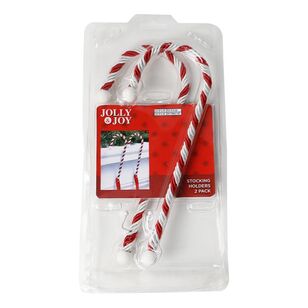 Jolly & Joy Decorate Candy Cane Stocking Holder 2 Pack Red