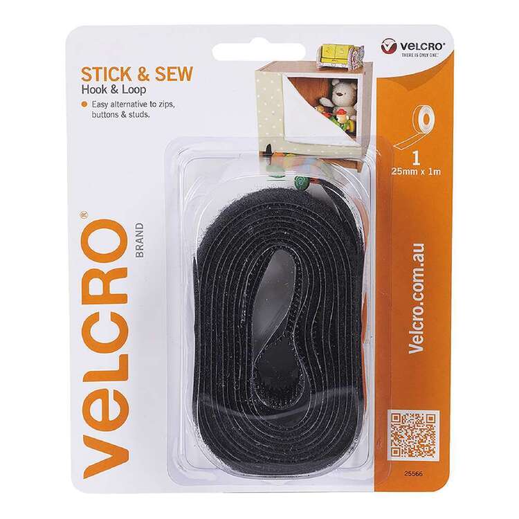 VELCRO Brand Sew On Hook Only Tape Black