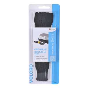 VELCRO® Brand One-Wrap Reusable Ties 5 Pack Black 25 x 200 mm